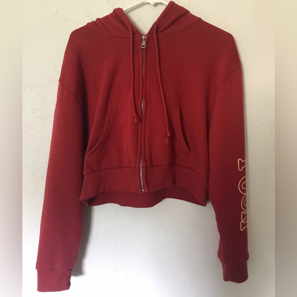 Disney Red Winnie The Pooh Cropped Long-Sleeve Zip-Up